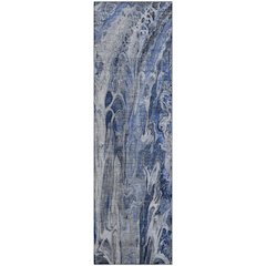 Premium Machine Washable Mayfield  Blue 2'3" x 7'6" Runner Rug