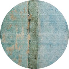 Premium Machine Washable Mayfield  Blue 8' x 8' Round Rug