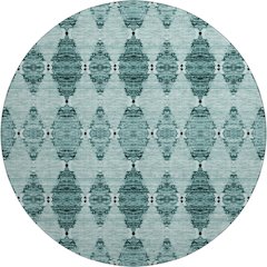 Premium Machine Washable Mayfield  Teal 8' x 8' Round Rug