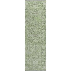 Premium Machine Washable Mayfield  Green 2'3" x 7'6" Runner Rug