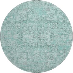 Premium Machine Washable Mayfield  Teal 8' x 8' Round Rug