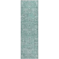 Premium Machine Washable Mayfield  Teal 2'3" x 7'6" Runner Rug
