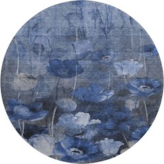 Premium Machine Washable Mayfield  Blue 8' x 8' Round Rug