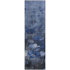 Premium Machine Washable Mayfield  Blue 2'3" x 7'6" Runner Rug