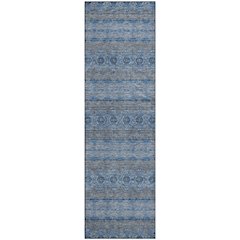 Premium Machine Washable Mayfield  Navy 2'3" x 7'6" Runner Rug
