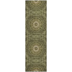 Premium Machine Washable Mayfield  Olive 2'3" x 7'6" Runner Rug