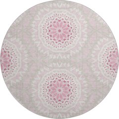 Premium Machine Washable Mayfield  Pink 8' x 8' Round Rug