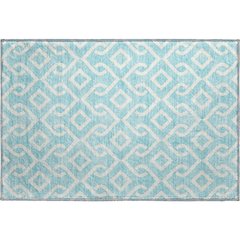 Premium Machine Washable Mayfield  Aqua 1'8" x 2'6" Rug
