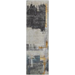 Premium Machine Washable Mayfield  Charcoal 2'3" x 7'6" Runner Rug