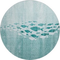 Premium Machine Washable Mayfield  Teal 8' x 8' Round Rug