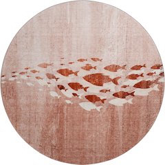 Premium Machine Washable Mayfield  Terracotta 8' x 8' Round Rug