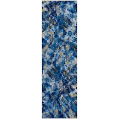 Premium Machine Washable Mayfield  Blue 2'3" x 7'6" Runner Rug
