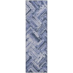 Premium Machine Washable Mayfield  Blue 2'3" x 7'6" Runner Rug