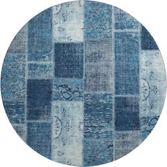 Premium Machine Washable Mayfield  Blue 8' x 8' Round Rug