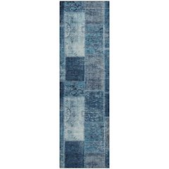 Premium Machine Washable Mayfield  Blue 2'3" x 7'6" Runner Rug
