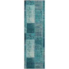 Premium Machine Washable Mayfield  Teal 2'3" x 7'6" Runner Rug
