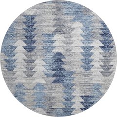 Premium Machine Washable Mayfield  Blue 8' x 8' Round Rug