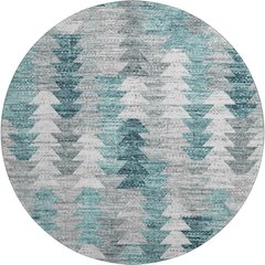 Premium Machine Washable Mayfield  Teal 8' x 8' Round Rug
