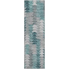 Premium Machine Washable Mayfield  Teal 2'3" x 7'6" Runner Rug