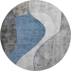 Premium Machine Washable Mayfield  Blue 8' x 8' Round Rug