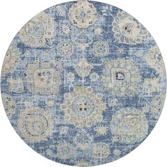 Premium Machine Washable Mayfield  Blue 8' x 8' Round Rug