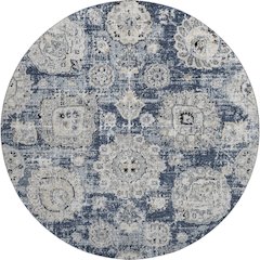 Premium Machine Washable Mayfield  Navy 8' x 8' Round Rug
