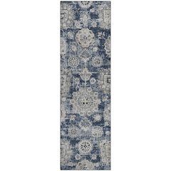 Premium Machine Washable Mayfield  Navy 2'3" x 7'6" Runner Rug