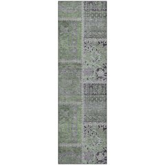 Premium Machine Washable Mayfield  Green 2'3" x 7'6" Runner Rug