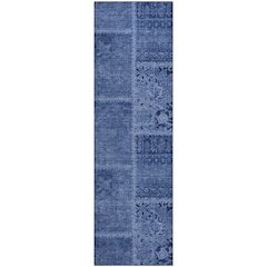 Premium Machine Washable Mayfield  Navy 2'3" x 7'6" Runner Rug