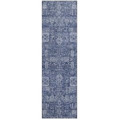 Premium Machine Washable Mayfield  Navy 2'3" x 7'6" Runner Rug
