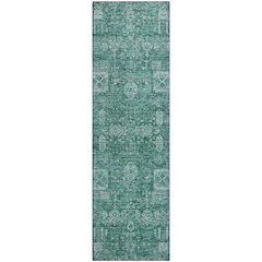 Premium Machine Washable Mayfield  Teal 2'3" x 7'6" Runner Rug