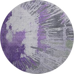 Premium Machine Washable Mayfield  Purple 8' x 8' Round Rug