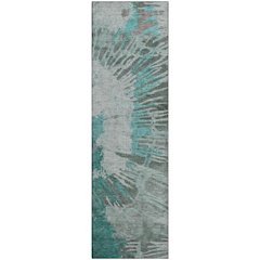 Premium Machine Washable Mayfield  Teal 2'3" x 7'6" Runner Rug