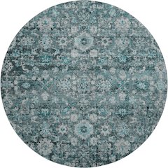 Premium Machine Washable Mayfield  Teal 8' x 8' Round Rug