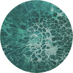 Premium Machine Washable Mayfield AMF652 Teal 8' x 8' Round Rug