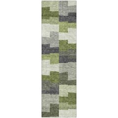 Premium Machine Washable Mayfield AMF659 Olive 2'3" x 7'6" Runner Rug