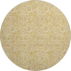 Premium Machine Washable Mayfield AMF661 Gold 8' x 8' Round Rug