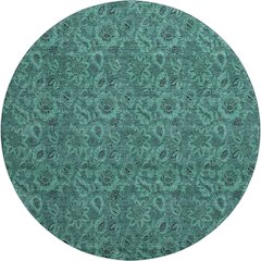 Premium Machine Washable Mayfield AMF661 Teal 8' x 8' Round Rug