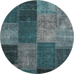 Premium Machine Washable Mayfield AMF663 Teal 8' x 8' Round Rug