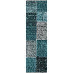 Premium Machine Washable Mayfield AMF663 Teal 2'3" x 7'6" Runner Rug