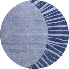 Premium Machine Washable Mayfield AMF668 Navy 8' x 8' Round Rug