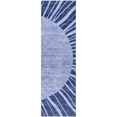 Premium Machine Washable Mayfield AMF668 Navy 2'3" x 7'6" Runner Rug