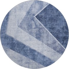 Premium Machine Washable Mayfield AMF671 Blue 8' x 8' Round Rug