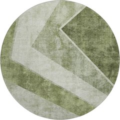 Premium Machine Washable Mayfield AMF671 Olive 8' x 8' Round Rug