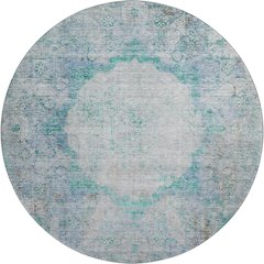 Premium Machine Washable Mayfield AMF675 Teal 8' x 8' Round Rug