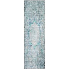Premium Machine Washable Mayfield AMF675 Teal 2'3" x 7'6" Runner Rug
