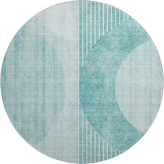 Premium Machine Washable Mayfield AMF676 Teal 8' x 8' Round Rug