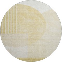 Premium Machine Washable Mayfield AMF678 Gold 8' x 8' Round Rug