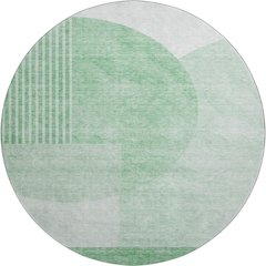 Premium Machine Washable Mayfield AMF678 Green 8' x 8' Round Rug