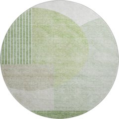 Premium Machine Washable Mayfield AMF678 Olive 8' x 8' Round Rug